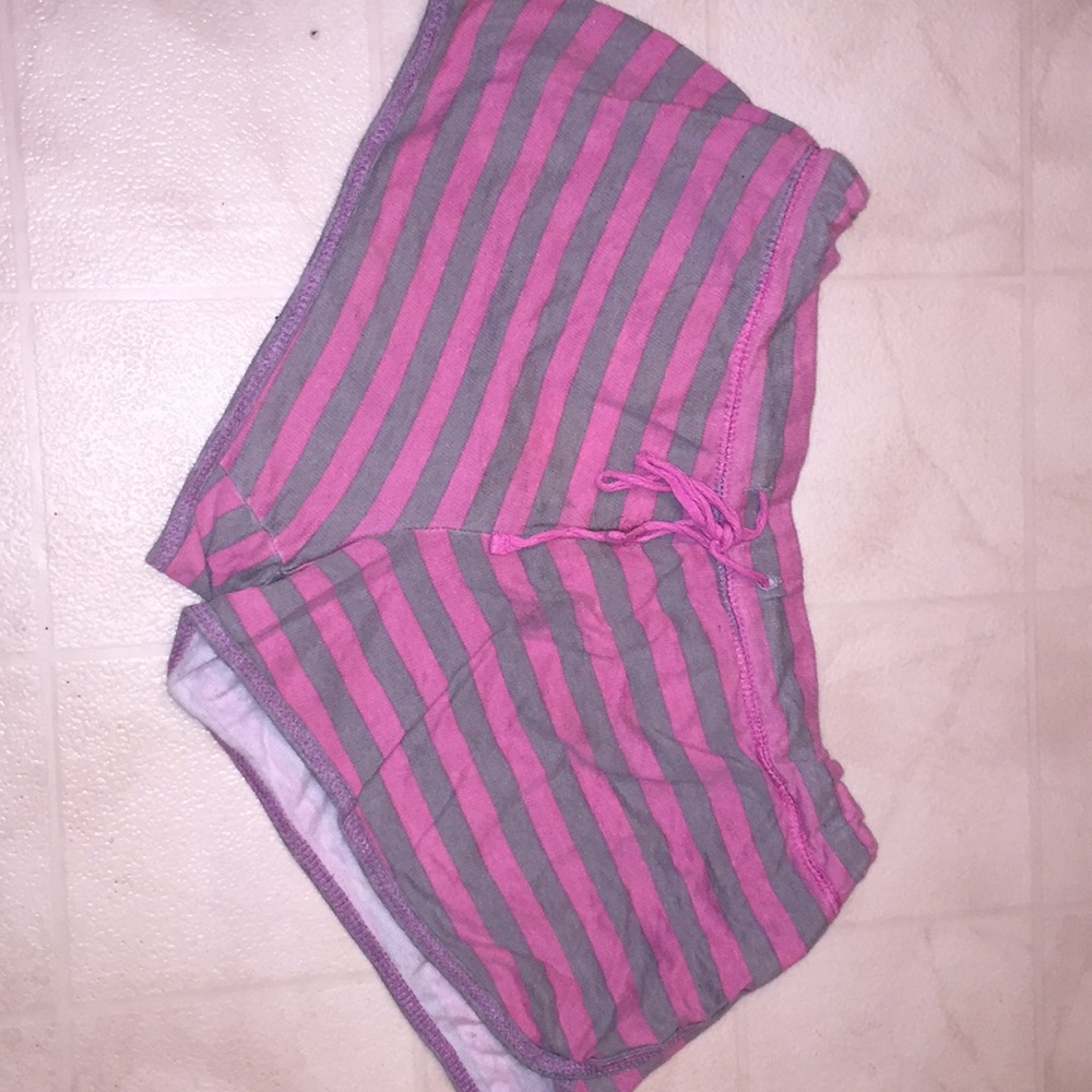 Pink and Gray Striped Pj Shorts
